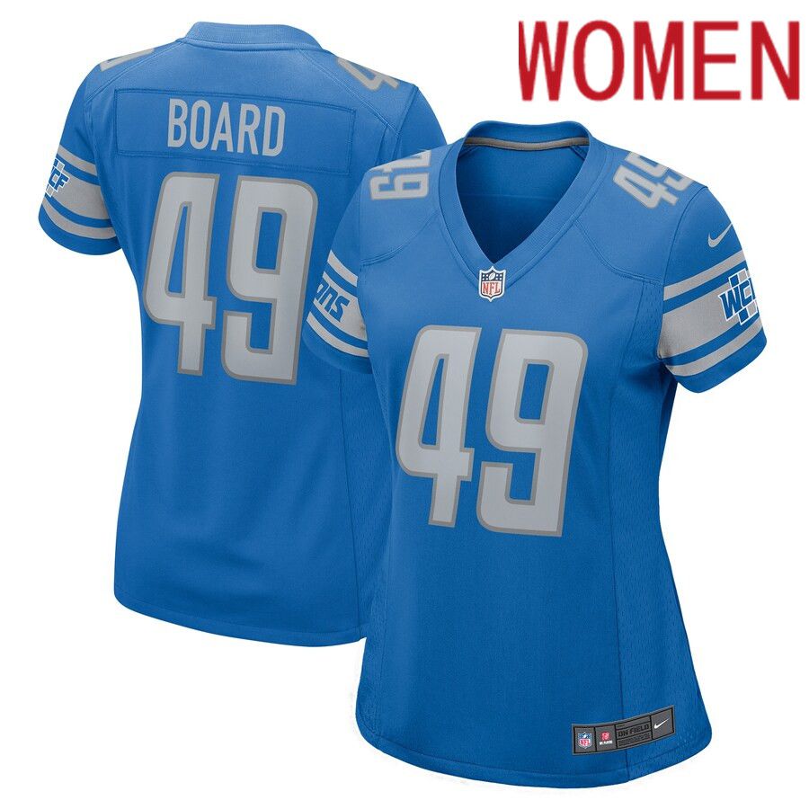 Women Detroit Lions 49 Chris Board Nike Blue Player Game NFL Jersey